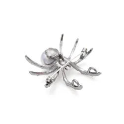 Araignée blanche avec perle - broche élégante