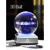 3D globe with 8 planets - crystal ball with base - laser engraved - LED night light - 8cmDecoration