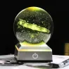 3D globe with 8 planets - crystal ball with base - laser engraved - LED night light - 8cmDecoration