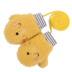 Gants chauds en peluche - un doigt - avec corde - conception animale