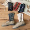 Chaussettes de fleurs brodées - Style ethnique - Femmes