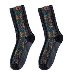 Chaussettes de fleurs brodées - Style ethnique - Femmes