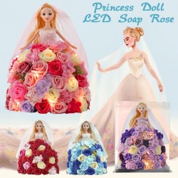 Princess doll made of infinity roses with LED light