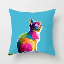 Animaux colorés - chat - chien - zèbre - girafe - lion - housse de coussin - 45 * 45 cm