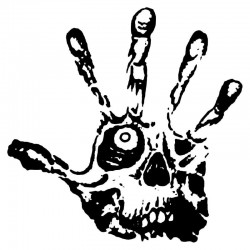 Crâne - doigts - main zombie - autocollant vinyle