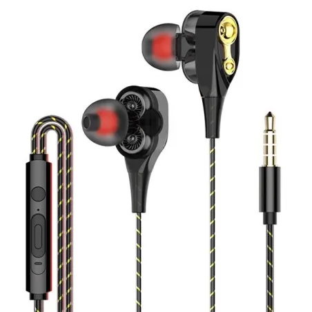 Casque in-ear avec microphone - double disque bas - casque