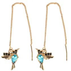 Elegant long earrings with crystal birdsEarrings