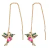 Boucles d'oreilles longues élégantes avec des oiseaux de cristal