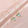 Boucles d'oreilles longues élégantes avec des oiseaux de cristal