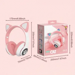 Casques sans fil - LED - Bluetooth - annulation de bruit - carte TF support - jack 3,5mm - oreilles chat