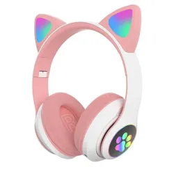 Casques sans fil - LED - Bluetooth - annulation de bruit - carte TF support - jack 3,5mm - oreilles chat