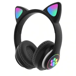 Casques sans fil - LED - Bluetooth - annulation de bruit - carte TF support - jack 3,5mm - oreilles chat