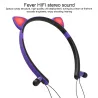 Bluetooth - casque sans fil - microphone - écouteurs à l'oreille - oreilles de chat lumineuses