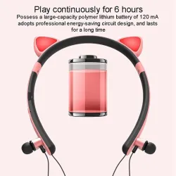 Bluetooth - casque sans fil - microphone - écouteurs à l'oreille - oreilles de chat lumineuses
