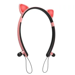 Bluetooth - casque sans fil - microphone - écouteurs à l'oreille - oreilles de chat lumineuses