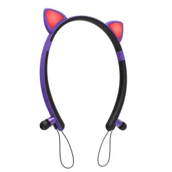 Bluetooth - casque sans fil - microphone - écouteurs à l'oreille - oreilles de chat lumineuses