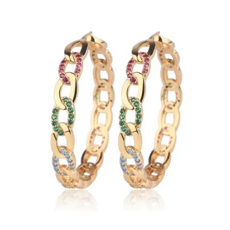 Boucles d'oreilles en or avec des cristaux colorés