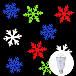 AC110-240V E27 4W - LED - motif flocons de neige - ampoule rotative - projecteur - lampe - RVB