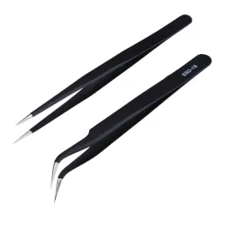 Tweezers antistatiques - acier inoxydable - outil de réparation électronique - 2 pièces