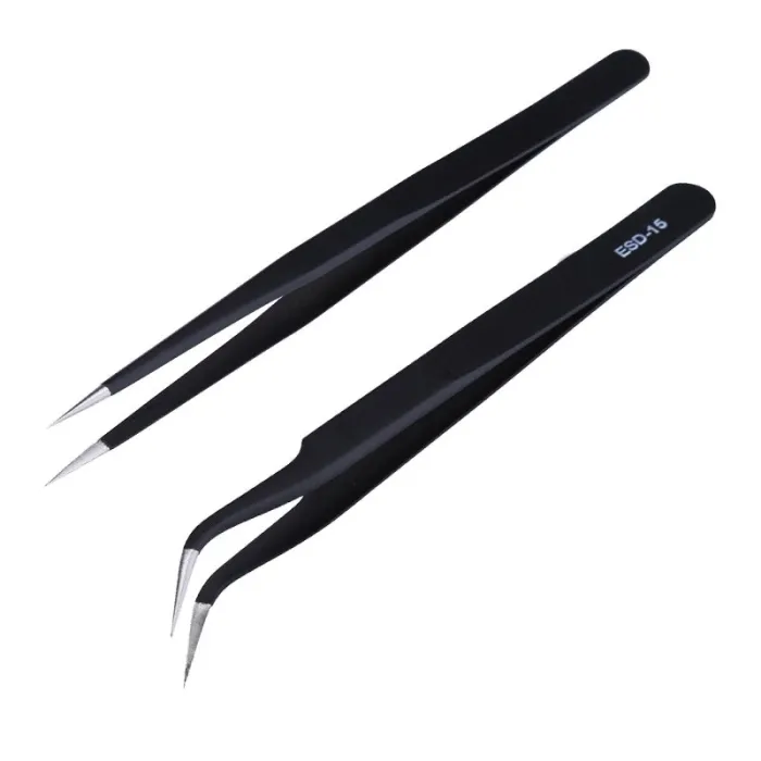 Anti-static tweezers - stainless steel - electronics repair tool - 2 piecesRepair