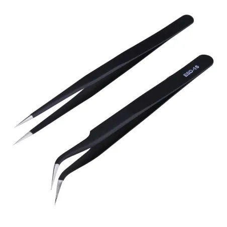 Anti-static tweezers - stainless steel - electronics repair tool - 2 piecesRepair