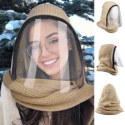 Masque transparent visage complet avec foulard & fermeture éclair