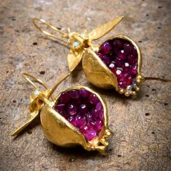 Pomegranate d'or - dangle boucles d'oreilles