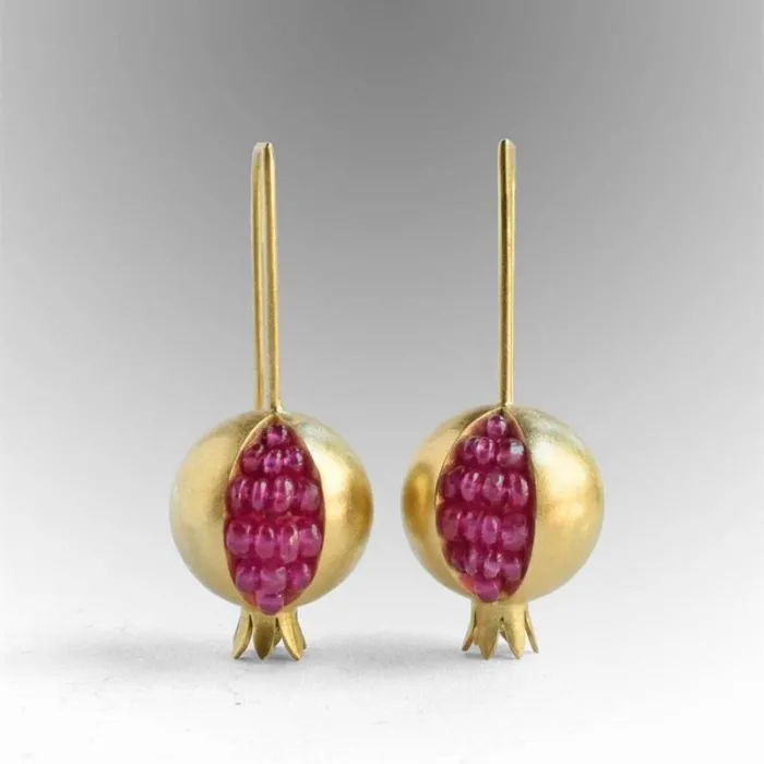 Pomegranate d'or / d'argent - boucles d'oreilles élégantes