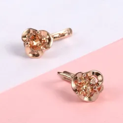 Boucles d'oreilles avec fleur & cristal jaune - or rose