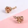 Earrings with flower & yellow crystal - rose goldEarrings