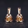 Boucles d'oreilles avec fleur & cristal jaune - or rose