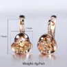 Boucles d'oreilles avec fleur & cristal jaune - or rose