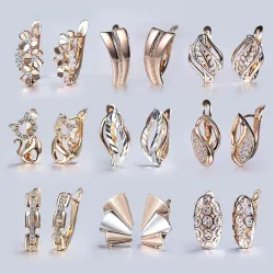 Fleurs coupées - zircon cube - boucles d'oreilles en cristal