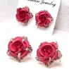 Crystals & red rose - small earringsEarrings