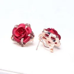 Crystals & red rose - small earringsEarrings