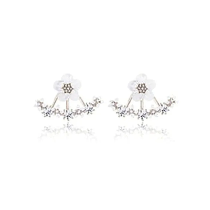Petites marguerites avec cristaux - boucles d'oreille