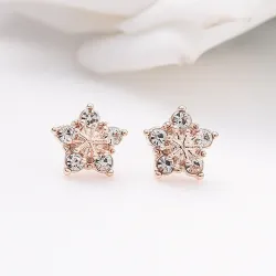 Boucles de neige en cristal - Boucles d'oreilles en or rose