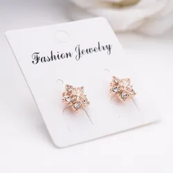 Boucles de neige en cristal - Boucles d'oreilles en or rose
