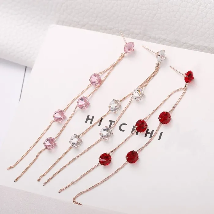Tassels avec cristaux - boucles d'oreilles longues