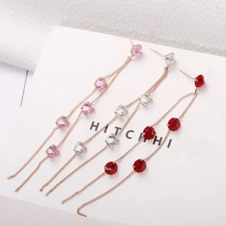 Tassels avec cristaux - boucles d'oreilles longues