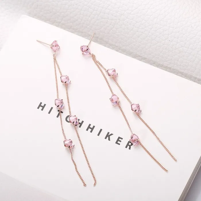 Tassels avec cristaux - boucles d'oreilles longues
