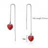 Boucles d'oreilles longues avec coeur rouge
