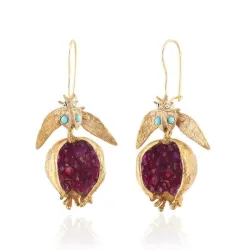 Pomegranate d'or - dangle boucles d'oreilles