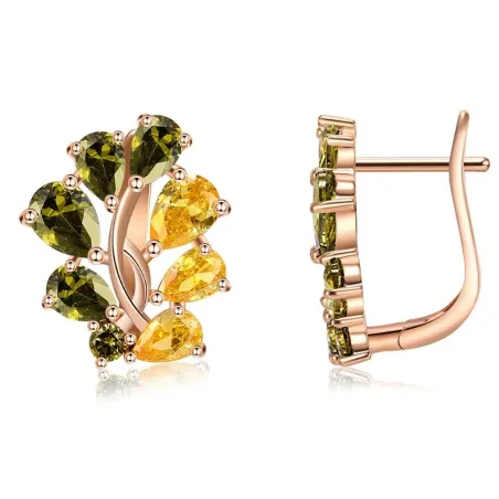 Arbre d'olivier de couleur zircon - boucles d'oreilles luxueuses