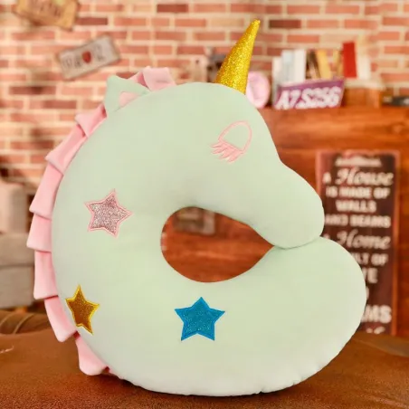 Oreiller en forme d'U - licorne de peluche
