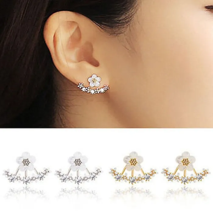 Petites marguerites avec cristaux - boucles d'oreille