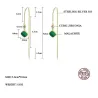 Boucles d'oreilles longues plaqué or - émeraude carré - 925 argent sterling