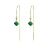 Gold plated long earrings - square emerald - 925 sterling silverEarrings