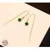 Gold plated long earrings - square emerald - 925 sterling silverEarrings