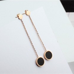 Long black earrings - rose gold - stainless steelEarrings
